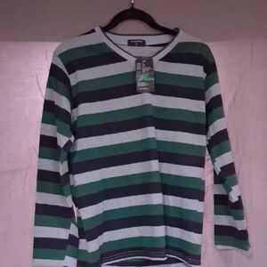 Striped Green and Black Kids Shirt